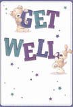 Radiating pure warmth and optimism, the design of this get well card features two irresistibly charming characters-a friendly teddy bear with soft caramel fur and a floppy-eared puppy whose playful balance with the bold, cheerful letters spells out an unmistakable message of care. The indigo and teal hues of 'Get Well' leap out against a delicate cream-white background, capturing the simple brightness of a morning in Old Oak Common. Sprinkled stars in purples and blues dance around the picture, creating a whimsical atmosphere of hope reminiscent of the gentle promise found in a freshly arranged bouquet. The illustrated fur is so textured and inviting, you can almost sense their gentle cuddles-a comforting embrace, perfect for someone convalescing on a quiet street off Old Oak Lane. This card isn't just a note-it's a tender gesture of kindness and support, much like the feeling that comes with sending flowers to uplift a neighbour. Here, comfort, lightness, and genuine goodwill blend seamlessly, carrying the healing warmth of a true community.